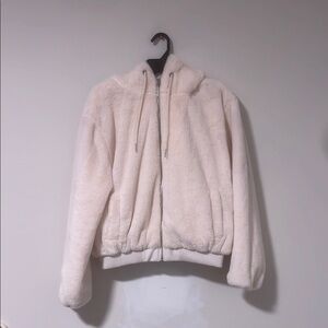 Arizona Jean Company Cream Teddy Jacket with Hood and Plush Texture